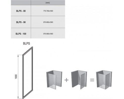 BLPS-90 блестящий+транспарент, Blix жесткая душевая стенка 9BH70C00Z1