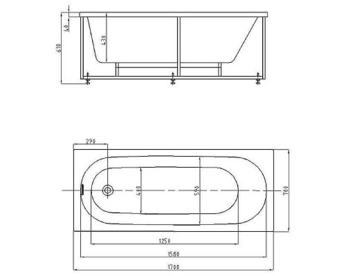 Оберон 170 (только ванна с уп.) OBR170-0000165