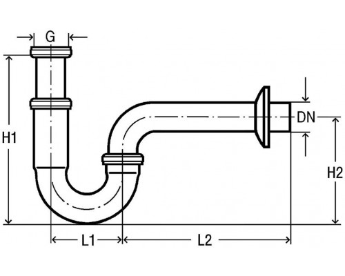 305611 Сифон для раковины трубный (латунь), для смесителя с донным клапаном, 1 1/4 x 32, хром, модель 5611 305611