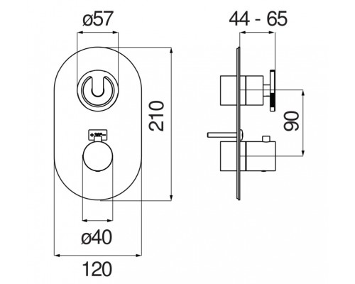 SO130101IX SOLE термостатический смеситель для душа (внешняя часть), шлиф.хром SO130101IX