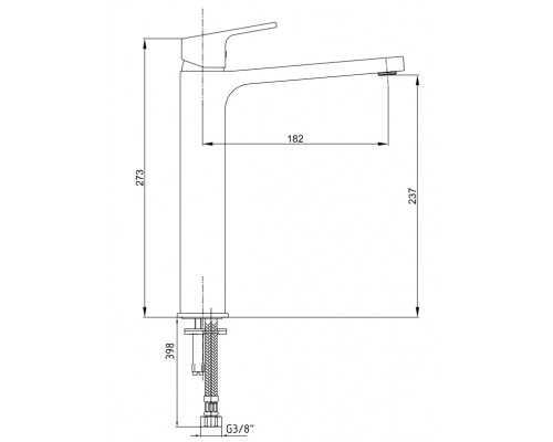 102188002C1EX TIERA смеситель для раковины 237 без донного клапана матовый черный 102188002C1EX