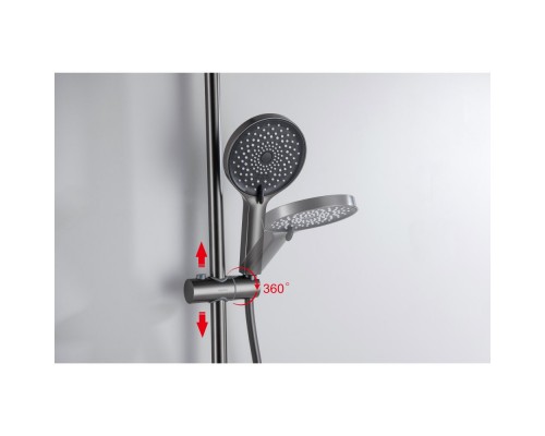 AQ2740BGM ЛУГАНО душевая система (смеситель для ванны) 255 мм, оружейная сталь (шлиф. черный хром) AQ2740BGM