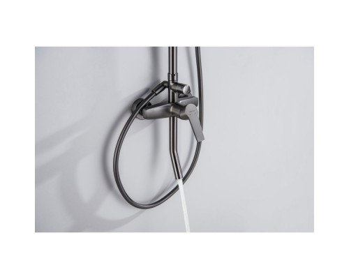 AQ2740BGM ЛУГАНО душевая система (смеситель для ванны) 255 мм, оружейная сталь (шлиф. черный хром) AQ2740BGM