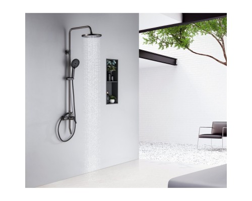 AQ2740BGM ЛУГАНО душевая система (смеситель для ванны) 255 мм, оружейная сталь (шлиф. черный хром) AQ2740BGM