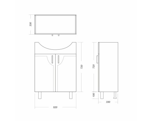 ИДЕАЛ Тумба напольная 520х820х330, бел (подходит умывальник мебельный Реал 56) IDLSACW56013F1