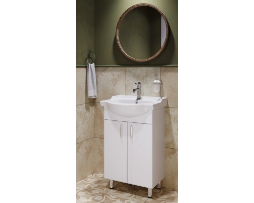 ИДЕАЛ Тумба напольная 520х820х330, бел (подходит умывальник мебельный Реал 56) IDLSACW56013F1