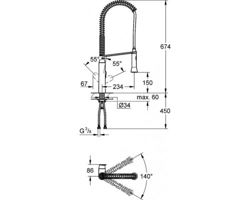 32950000 K7 Смеситель для кухни с высоким изливом, хром 32950000