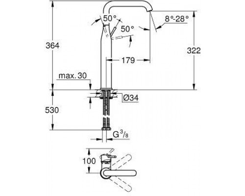 32901001 Essence+ Смеситель для раковины свободностоящий, хром 32901001