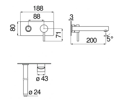 LV00498/1CR LIVE смеситель для раковины (внешняя часть) LV00498/1CR