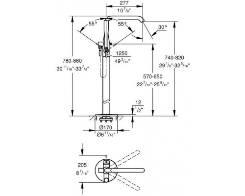 23491001 Essence+ Смеситель для ванны с душевым гарнитуром, напольный, хром 23491001