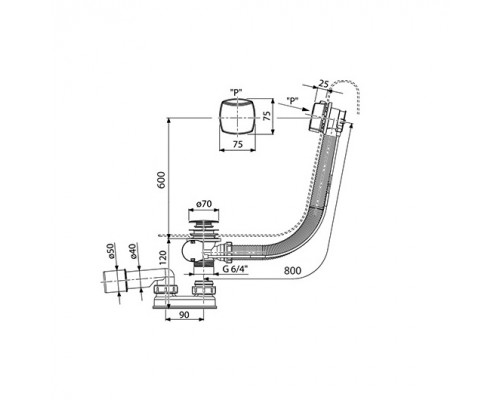 Сточный комплект хром II 800мм (квадратный) X01506