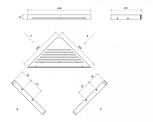 Полка SLIM C угловая черный/хром X07P576