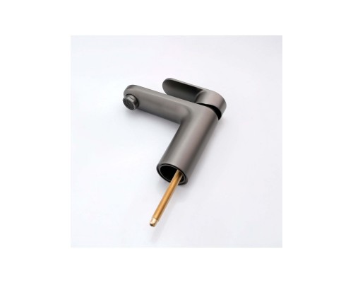 AQ1812BGM НИКА смеситель для раковины 90 без донного клапана с гигиеническим ручным душем, оружейная сталь AQ1812BGM