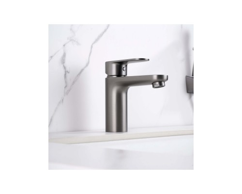 AQ1812BGM НИКА смеситель для раковины 90 без донного клапана с гигиеническим ручным душем, оружейная сталь AQ1812BGM