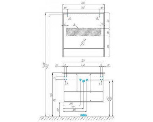1A239102RVX20 Зеркальный шкаф Ривьера 80 1A239102RVX20