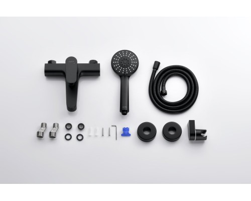 AQ1249MB ОБЕРОН смеситель для ванны с душевым набором 3jet, матовый черный AQ1249MB