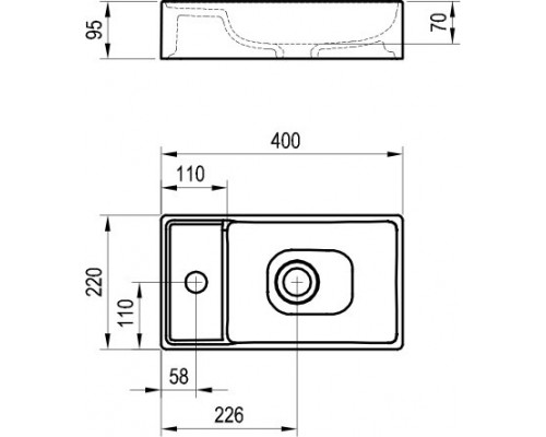 Умывальник VEDA SLIM 400 керамический белый XJX01240000