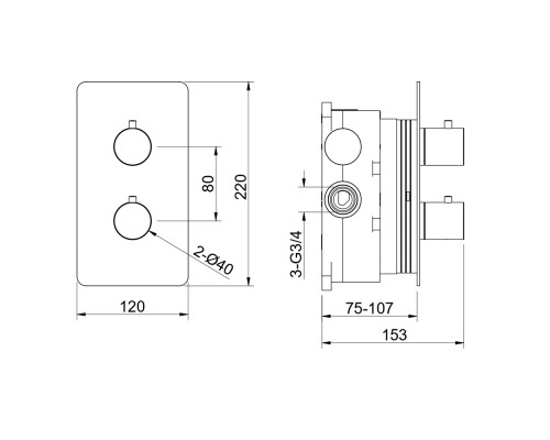 AQ1391BGM ЕВРОПА термостатический смеситель для душа 1 режим (внешняя и скрытая часть), оружейная сталь (шлиф. черный хром) AQ1391BGM
