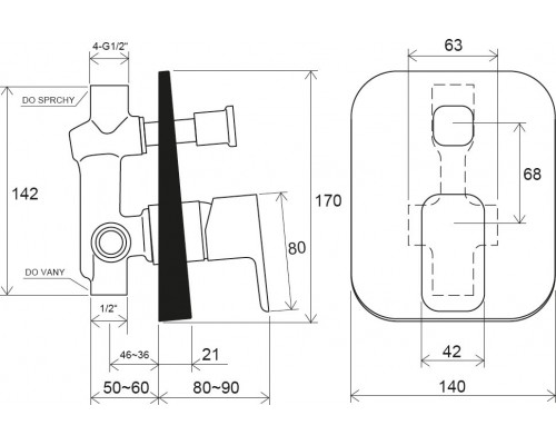 Смеситель встроенный с переключателем TD F 061.20 черный X070156