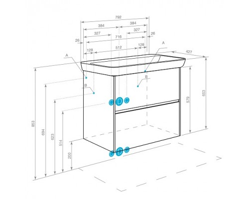 1A2830K0SD010 Набор: 1A283001SD010 Тумба-умывальник Сканди 80 Белый/1WH501772 Раковина Адриана 80 1A2830K0SD010