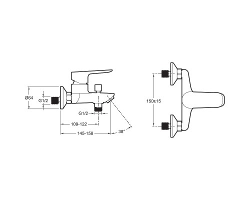 E29844-BL OSCAR смеситель для ванны матовый черный E29844-BL