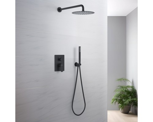 AQ1272MB ОБЕРОН Set 3 в 1 душевой комплект 2 режима, матовый черный AQ1272MB