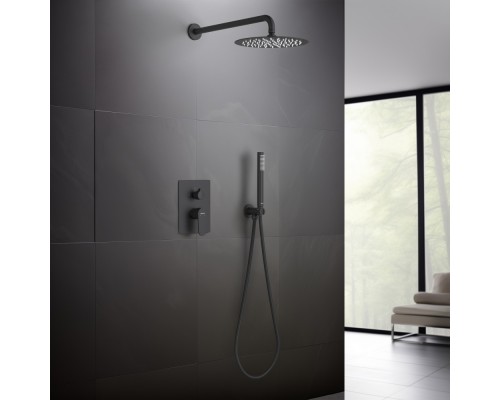 AQ1272MB ОБЕРОН Set 3 в 1 душевой комплект 2 режима, матовый черный AQ1272MB