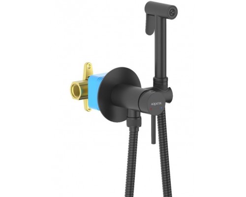 AQ1021MB ЕВРОПА комплект для гигиенического душа встроенный (смеситель + гигиеническая лейка + шланг), матовый черный AQ1021MB