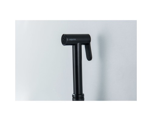 AQ1021MB ЕВРОПА комплект для гигиенического душа встроенный (смеситель + гигиеническая лейка + шланг), матовый черный AQ1021MB