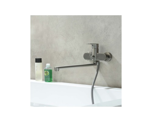 AQ1842BGM НИКА смеситель для ванны с длинным изливом, оружейная сталь AQ1842BGM