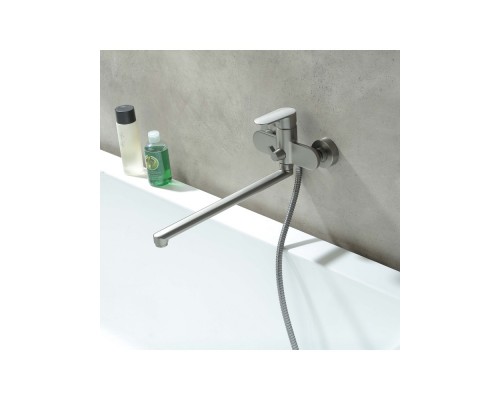 AQ1842BGM НИКА смеситель для ванны с длинным изливом, оружейная сталь AQ1842BGM