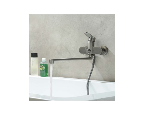 AQ1842BGM НИКА смеситель для ванны с длинным изливом, оружейная сталь AQ1842BGM