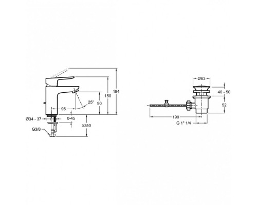 E29842-BL OSCAR смеситель для раковины матовый черный E29842-BL