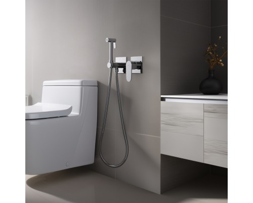 AQ1220CR ОБЕРОН комплект для гигиенического душа встроенный 2 отв. (смеситель + гигиеническая лейка + шланг) AQ1220CR