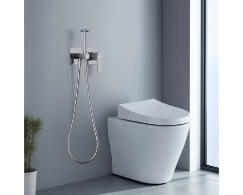 AQ1220CR ОБЕРОН комплект для гигиенического душа встроенный 2 отв. (смеситель + гигиеническая лейка + шланг) AQ1220CR