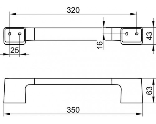 14607010000 AVENO Поручень 300 мм монтажный комплект в комплекте, хром 14607010000