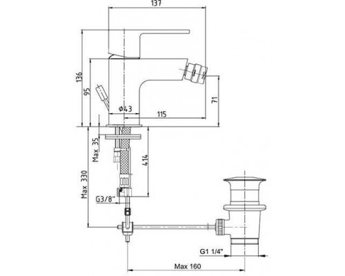 102110151EX NITA смеситель для биде 102110151EX
