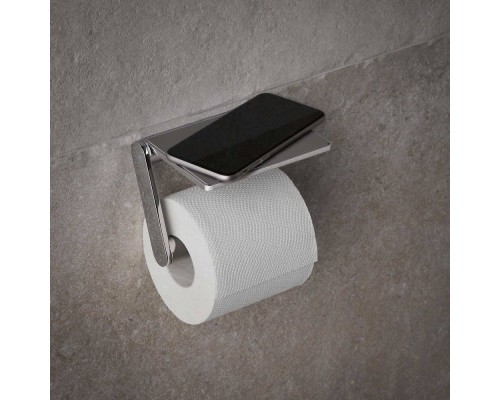 14973010000 PLAN Держатель для туалетной бумаги с полочкой с серой противоскользящей вкладкой, хром 14973010000
