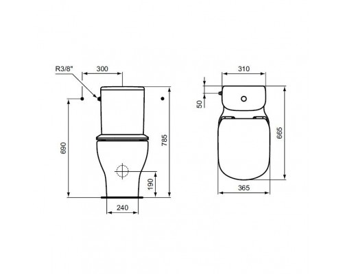 T356801 TESI Бачок в сборе, нижняя подводка, двойной смыв 4,5/3 T356801