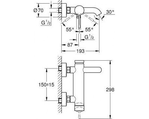 33624001 Essence+ Смеситель однорычажный для ванны, хром 33624001
