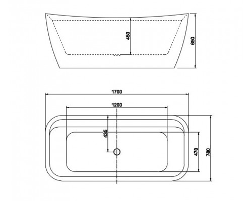 AQ-197778 АМАДЕО Ванна акриловая, отдельностоящая, 1700780650. В комплекте со сливом и ножками. Цвет белый глянцевый. AQ-197778