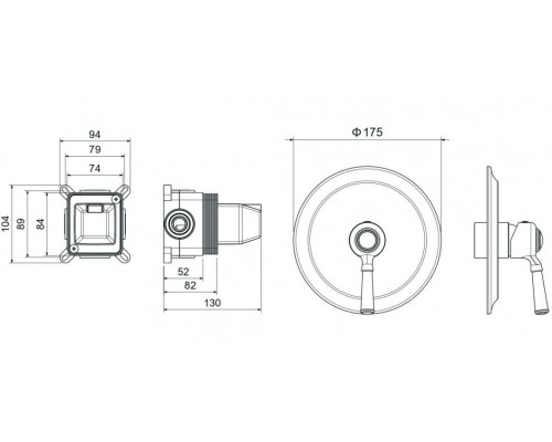 AQ1566CR КЛАССИК смеситель для душа 1 режим (внешняя и скрытая часть) AQ1566CR