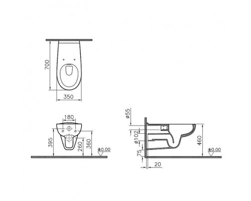 5810B003-6234 Conforma подвесной безободковый унитаз с сиденьем для людей с ограниченными возможностями 5810B003-6234
