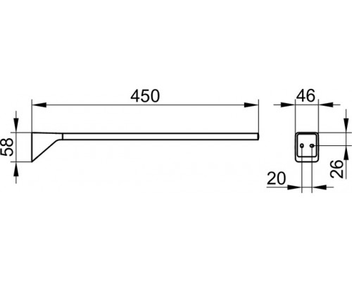 14620010000 AVENO Полотенцедержатель одинарный, неповоротный, 450 мм с клеевым комплектом, хром 14620010000
