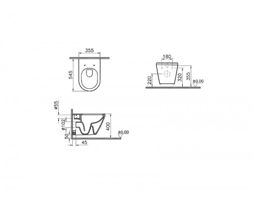7041B003-0075 Подвесной унитаз Integra Round 54 см, безободковый (НУЖНА КРЫШКА 801-003-019, 110-003-019) 7041B003-0075