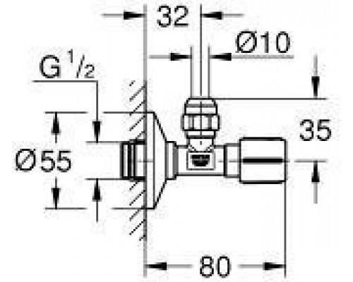 22039000 Вентиль угловой 1/2″-3/8″ для подключения смесителей, хром 22039000