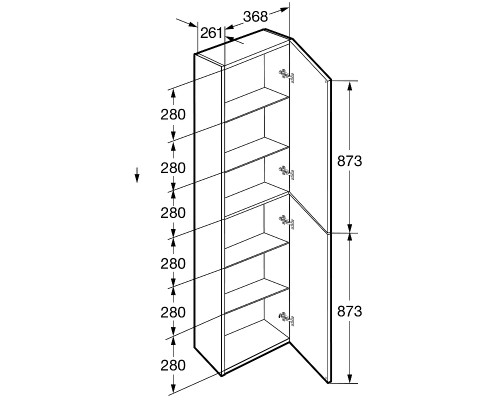 857635511 ONA реверсивная шкаф-колонна 1750 мм, 400x300x1750 мм, темный вяз 857635511