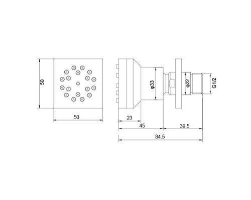 AQ2098MB боковая форсунка 5050, матовый черный AQ2098MB