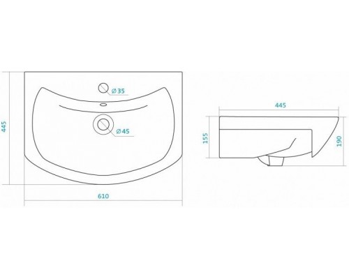 1.WH11.0.246 БАЛТИКА умывальник 60 см 1.WH11.0.246
