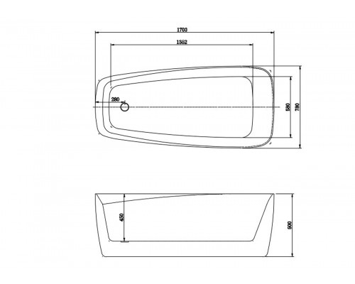 AQ-190778 ПАОЛА Ванна акриловая, отдельностоящая, 1700780600 В комплекте со сливом и ножками. Цвет белый глянцевый. AQ-190778